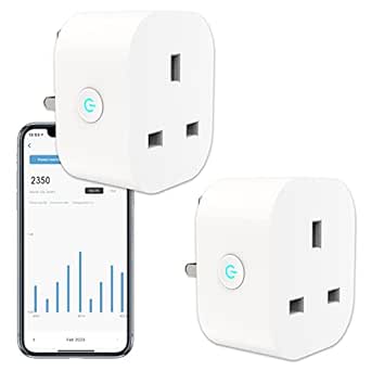 ANTELA Smart Plug with Energy Monitoring, Alexa Voice Control, 2,4GHz WiFi Plug, Smart Life APP Wireless Remote Control and Timer Function, Work with Alexa and Google Home, 13A (2 Packs) - Brand: ANTELA