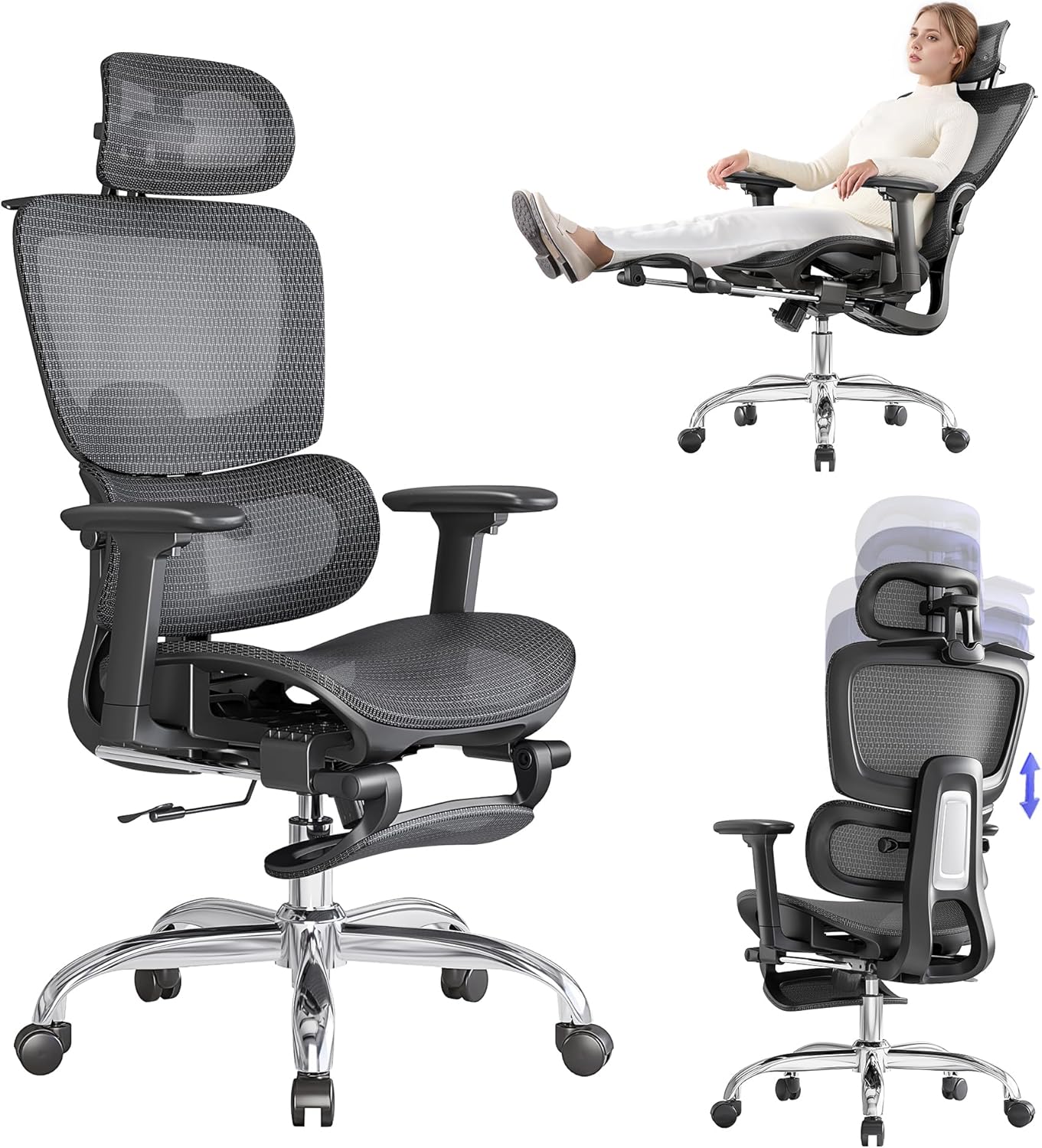 LarkLeaves Ergonomic Office Chair with Footrest